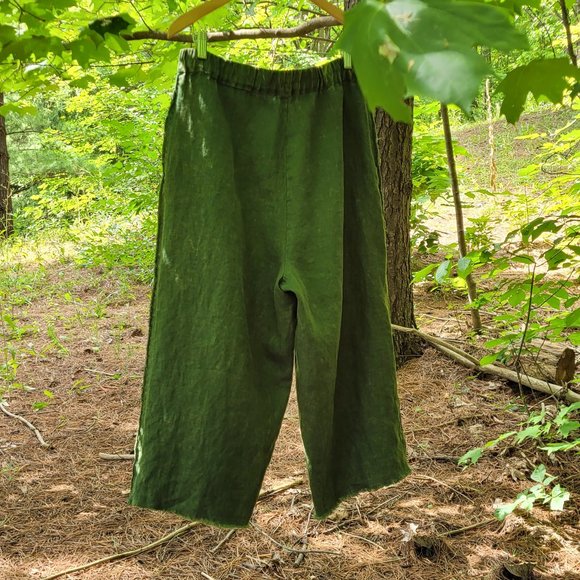 100% Linen harem pants, One Size, green - Picture 6 of 13